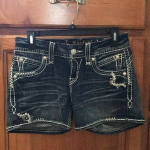 Rock revival denim shorts